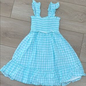 Janie and Jack White and Blue Smocked Sundress with Flutter Sleeves